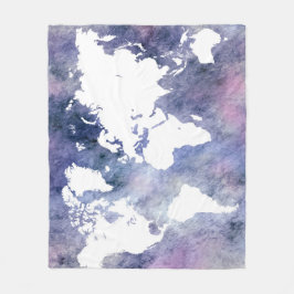 Ontwerp 65 blauwe wereldkaart fleece deken