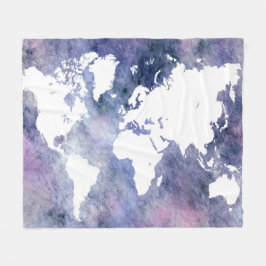 Ontwerp 65 blauwe wereldkaart fleece deken