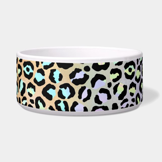 Ontwerp 6 van de Iridescent Leopard-reeks Voerbakje (Voorkant)
