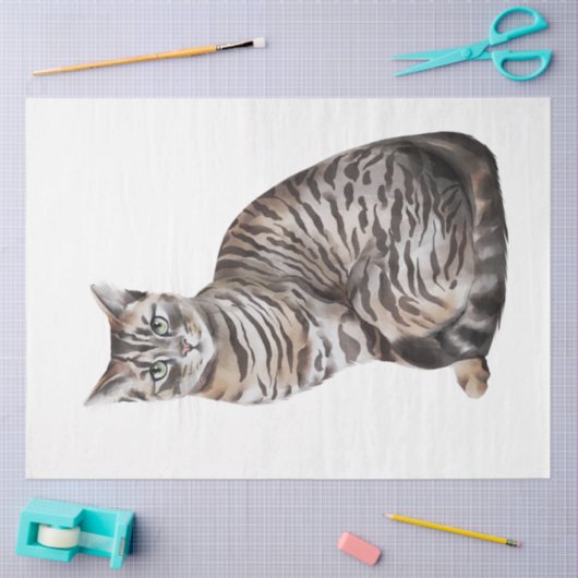 Ontwerp 6 van de Wilde Kattenreeks Tissuepapier (Craft)