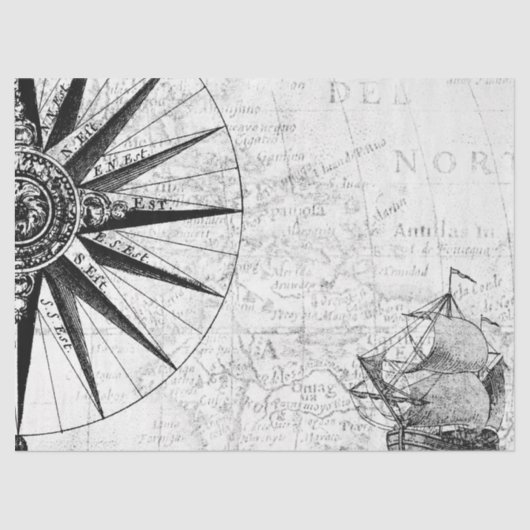 Ontwerp 6 van de zwarte en witte digitale kaartree tissuepapier (Voorkant)