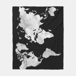 Ontwerp 70 zwarte grijze wereldkaart fleece deken