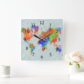 Ontwerp 78 Wereldkaart Vierkante Klok (Huis)