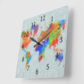 Ontwerp 78 Wereldkaart Vierkante Klok (Hoek)