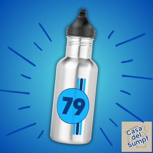 Ontwerp 79 in blauw met strepen waterfles