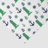 Ontwerp 7 van de groene en Navy Nautical Series Tissuepapier (Detail)