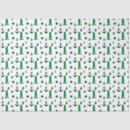 Ontwerp 7 van de groene en Navy Nautical Series Tissuepapier
