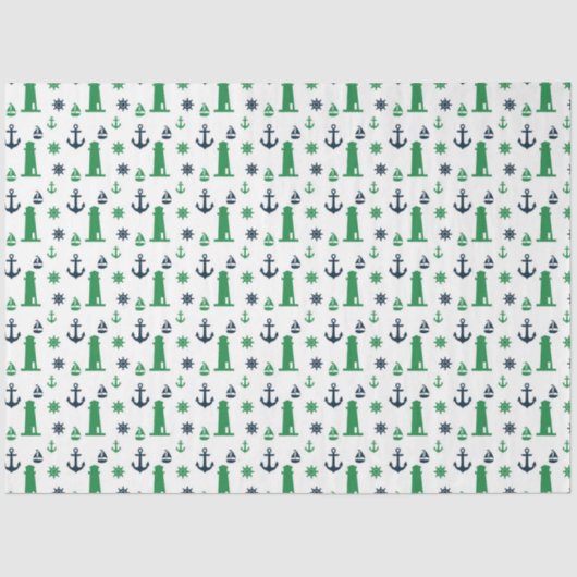 Ontwerp 7 van de groene en Navy Nautical Series Tissuepapier (Voorkant)