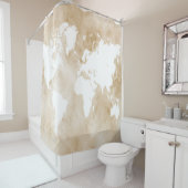 Ontwerp 82 tan wereldkaart douchegordijn (In situ)