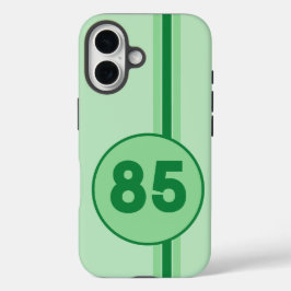 Ontwerp 85 in groen op mintgroen met strepen iPhone 16 hoesje
