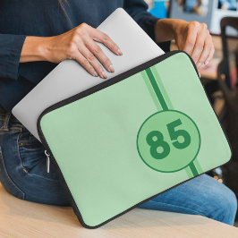 Ontwerp 85 in groen op mintgroen met strepen laptop sleeve