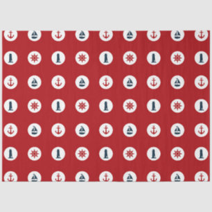 Ontwerp 8 van de rode en Navy Nautical Series Tissuepapier