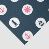 Ontwerp 8 van de roze en Navy Nautical Series Tissuepapier (Detail)