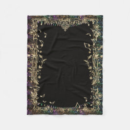 Ontwerp-banket Glitter Trimmed Gold Muzieknoten Fleece Deken