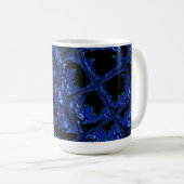 Ontwerp blauw en zwart blok koffiemok (Voorkant rechts)