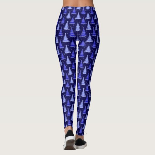 Ontwerp blauw kerstboompatroon leggings (Achterkant)