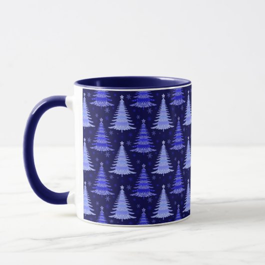 Ontwerp blauw kerstboompatroon mok (Links)