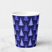 Ontwerp blauw kerstboompatroon papieren bekers (Links)