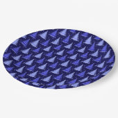 Ontwerp blauw kerstboompatroon papieren bordje (Gekanteld)