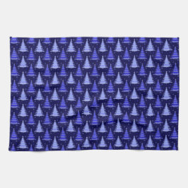 Ontwerp blauw kerstboompatroon theedoek