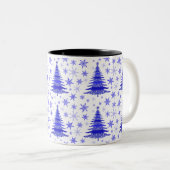 Ontwerp blauw kerstboompatroon tweekleurige koffiemok (Voorkant rechts)