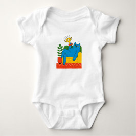 Ontwerp - Blauwe Kat Trofee Lounger - T-shirt Baby