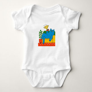 Ontwerp - Blauwe Kat Trofee Lounger - T-shirt Baby