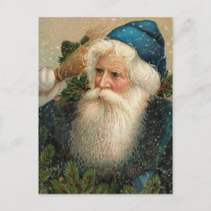  ontwerp Blauwe Kerstman en Sneeuw Feestdagenkaart