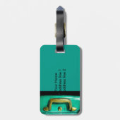 ontwerp blauwgroen bagagelabel wanderlust tekst (Achterkant verticaal)