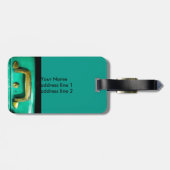 ontwerp blauwgroen bagagelabel wanderlust tekst (Achterkant horizontaal)