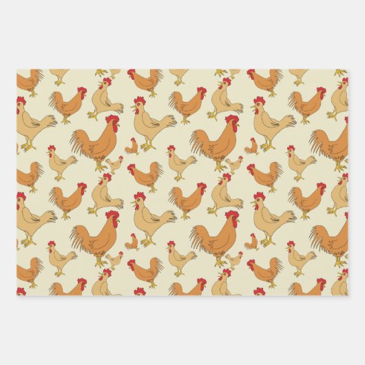Ontwerp bruin Chicken Pattern Inpakpapier Vel (Voorkant 2)