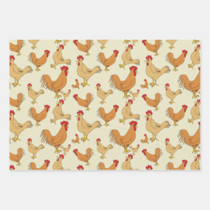 Ontwerp bruin Chicken Pattern Inpakpapier Vel