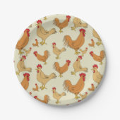 Ontwerp bruin Chicken Pattern Papieren Bordje (Voorkant)