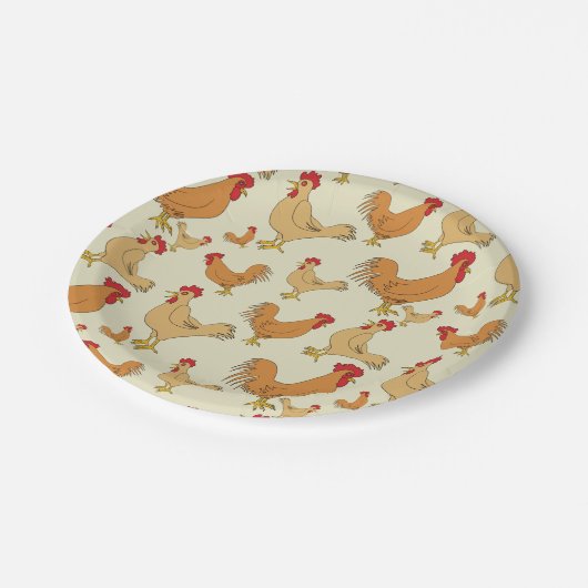 Ontwerp bruin Chicken Pattern Papieren Bordje (Gekanteld)