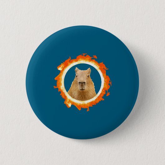 Ontwerp Capybara Eclipse Meme Zonne Dier Ronde Button 5,7 Cm (Voorkant)