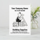 Ontwerp Cartoon bouwvoorraad Feestdagenkaart (Staand voorkant)