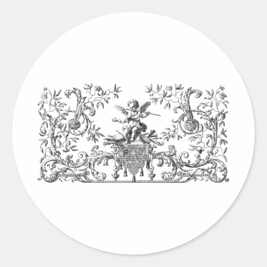 ontwerp cherubijn engel ronde sticker (Voorkant)