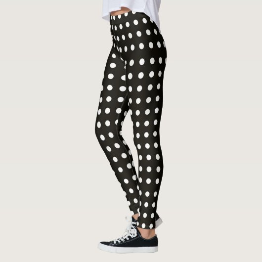 Ontwerp classy Black and White Polka Dot Pattern Leggings (Links)