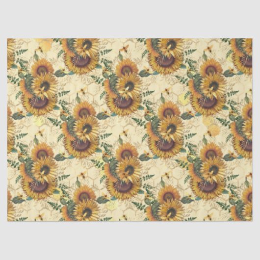 Ontwerp drie van de zonnebloem- en bijenreeks tissuepapier (Voorkant)