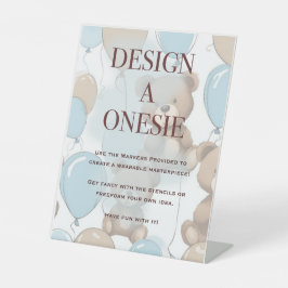 Ontwerp een bodysuit, Baby shower spelbord. Teddy Reclamebord Met Voetstuk