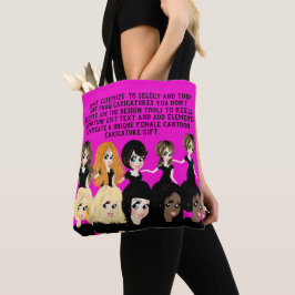 Ontwerp een vrouwelijke cartooncaricatuur cadeau m tote bag