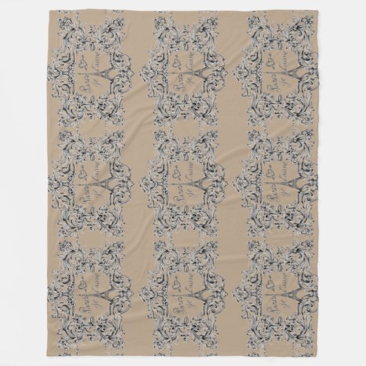  ontwerp Eiffeltoren: "Paris Je taime" Fleece Deken (Voorkant)