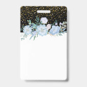 Ontwerp eigen blauwe bloemige bedrijfs- of eveneme badge (Achterkant)