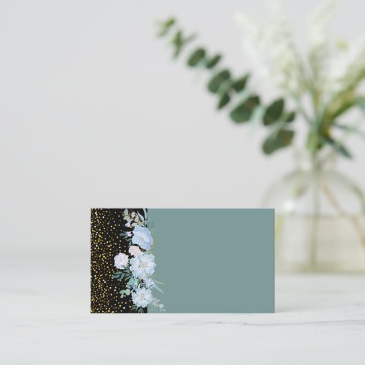 Ontwerp eigen blauwe bloemige bedrijfs- of eveneme visitekaartje (Staand voorkant)