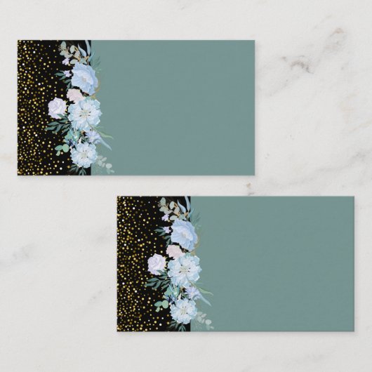 Ontwerp eigen blauwe bloemige bedrijfs- of eveneme visitekaartje (Voorkant / Achterkant)