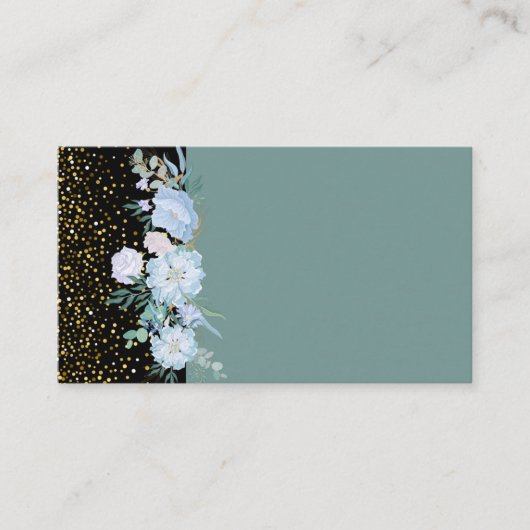 Ontwerp eigen blauwe bloemige bedrijfs- of eveneme visitekaartje (Voorkant)