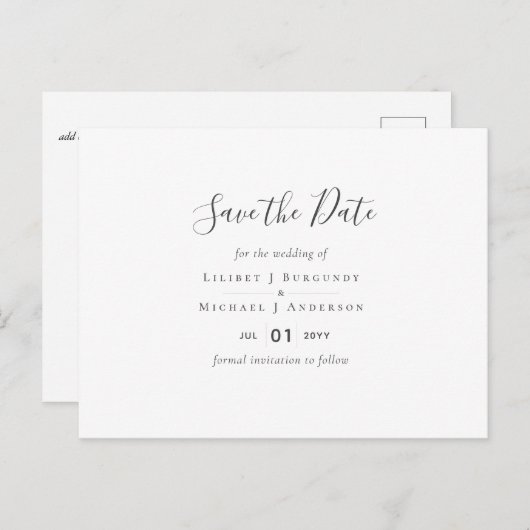 Ontwerp eigen save the date sjabloon voeg afbeeldi briefkaart (Voorkant / Achterkant)