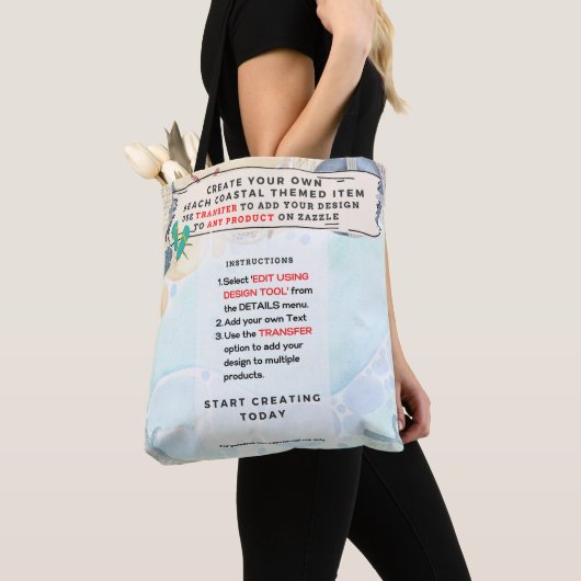 Ontwerp eigen strand kust Nauzale Tote Bag (Dichtbij)