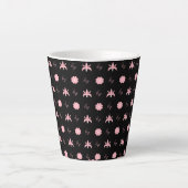 Ontwerp elegant zwart-roze patroonpatroon latte mok (Voorkant)
