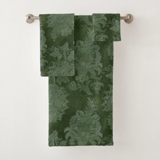 ONTWERP EMERALD GREEN BATHROOM TOWEL SET BAD HANDDOEK (Insitu)